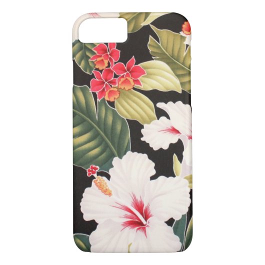 Aloha Shirt Hibiscus zwart Case-Mate iPhone Case (Achterkant)