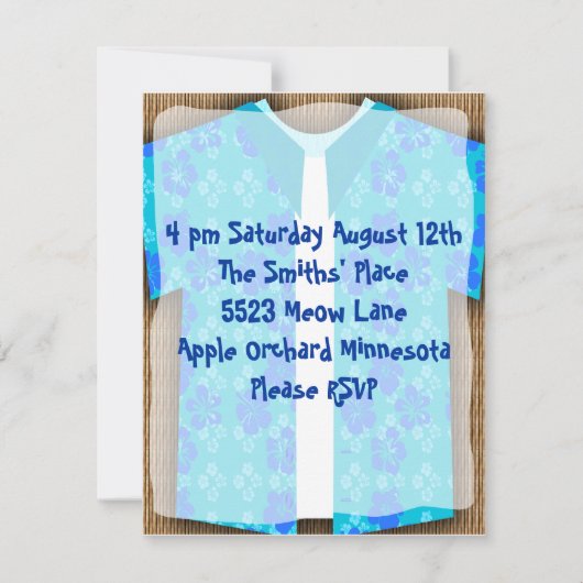 Aloha Shirt Luau Tiki Party Kaart (Voorkant)