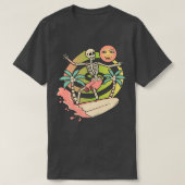 Aloha Skeleton Surfboard Wave & Moon Grap T-shirt (Design voorkant)
