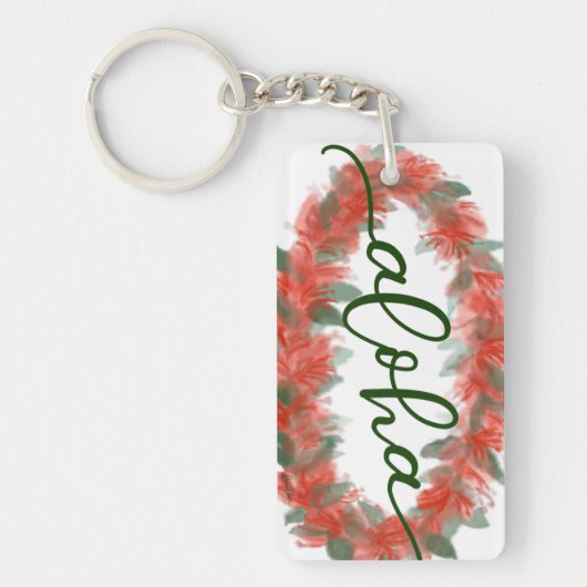 Aloha Sleutelhanger met Lehua Haku Lei (Voorkant)
