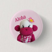 Aloha Sock Monkey Button (Voorkant)