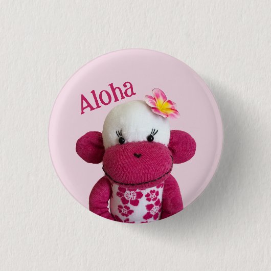 Aloha Sock Monkey Button (Voorkant)