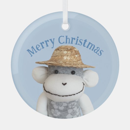 Aloha Sock Monkey (Jongen) Glas Ornament (Voorkant)
