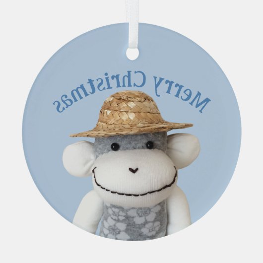 Aloha Sock Monkey (Jongen) Glas Ornament (Achterkant)