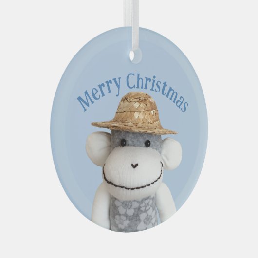 Aloha Sock Monkey (Jongen) Glas Ornament (Voorkant Rechts)