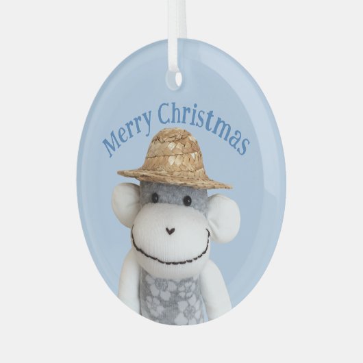 Aloha Sock Monkey (Jongen) Glas Ornament (Voorkant links)