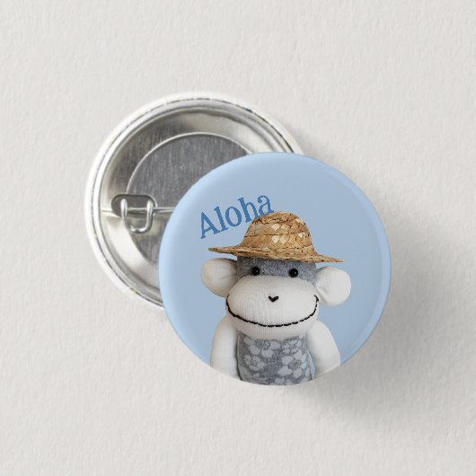 Aloha Sock Monkey (Jongen) Ronde Button 3,2 Cm (Voorkant /achterkant)