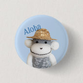 Aloha Sock Monkey (Jongen) Ronde Button 3,2 Cm (Voorkant)