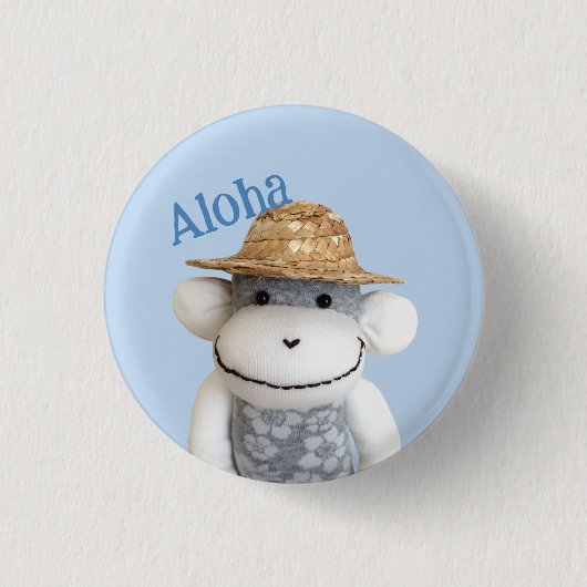 Aloha Sock Monkey (Jongen) Ronde Button 3,2 Cm (Voorkant)