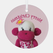 Aloha Sock Monkey (Meisje) Glas Ornament (Achterkant)