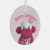 Aloha Sock Monkey (Meisje) Glas Ornament (Voorkant Rechts)