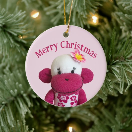 Aloha Sock Monkey (Meisje) Keramisch Ornament (Boom)