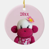 Aloha Sock Monkey (Meisje) Keramisch Ornament (Achterkant)