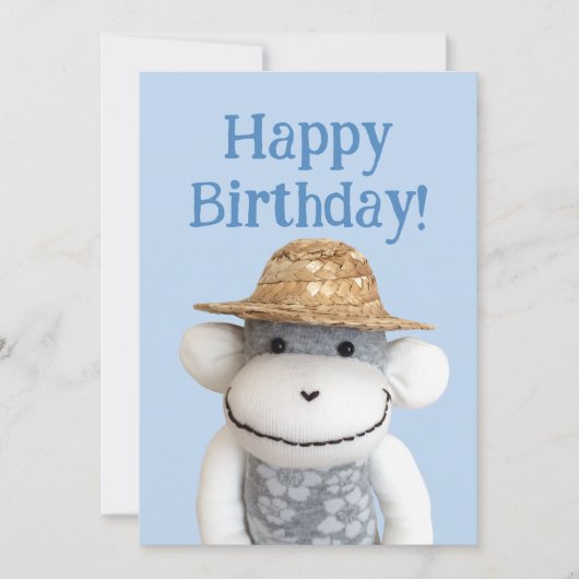 Aloha Sock Monkey Verjaardag Kaart (Voorkant)
