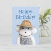 Aloha Sock Monkey Verjaardag Kaart (Staand voorkant)