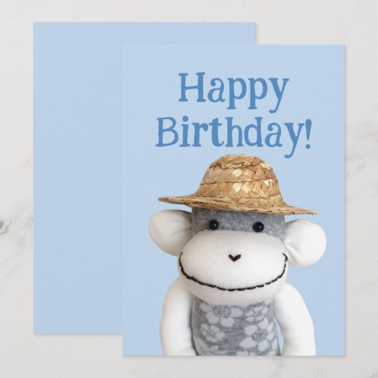Aloha Sock Monkey Verjaardag Kaart (Voorkant / Achterkant)