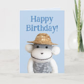 Aloha Sock Monkey Verjaardag Kaart (Voorkant)