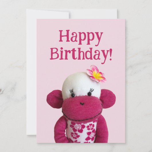 Aloha Sock Monkey Verjaardag Kaart (Voorkant)