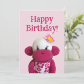Aloha Sock Monkey Verjaardag Kaart (Staand voorkant)