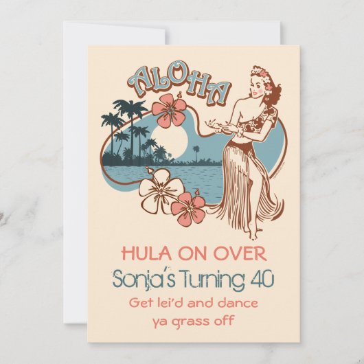 Aloha Sonja 40th Custom Invitation Kaart (Voorkant)