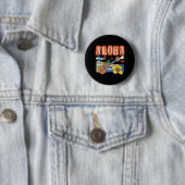 Aloha Spam Hawaii Ukulele - Waikiki Beach aan Favo Ronde Button 5,7 Cm (In situ)
