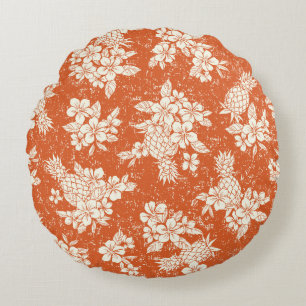 Aloha Spirit: harmonie tussen Hibiscus en ananas. Rond Kussen
