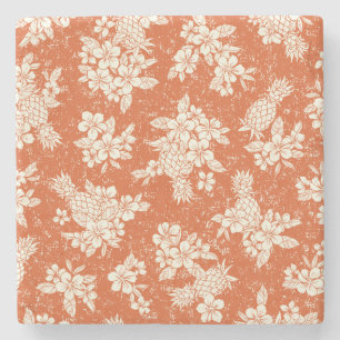 Aloha Spirit: harmonie tussen Hibiscus en ananas. Stenen Onderzetter
