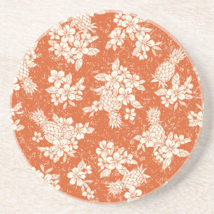 Aloha Spirit: harmonie tussen Hibiscus en ananas. Zandsteen Onderzetter