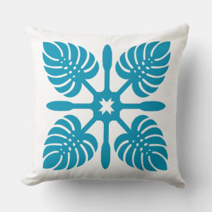 Aloha Spirit Hawaiian Quilt - Monstera & Paddles Kussen