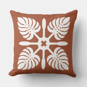 Aloha Spirit Hawaiian Quilt - Monstera & Paddles Kussen