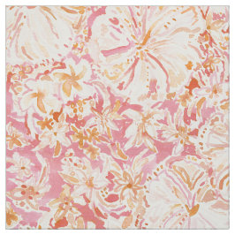ALOHA STATE Peach tropische Waterverf Floral Stof