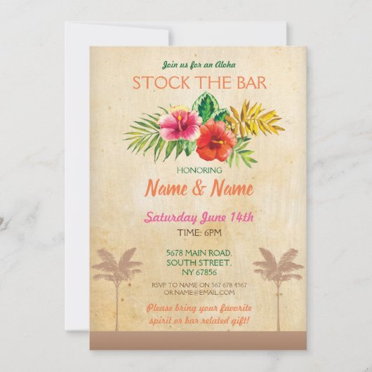 Aloha Stock The Bar Luau  Palm Tree Invite Kaart (Voorkant)