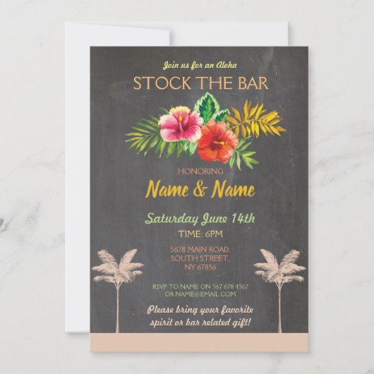 Aloha Stock The Bar Luau Tiki Verloving Invite Kaart (Voorkant)