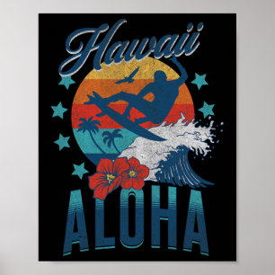 Aloha Strand Hawaï Surfen Vintage Hawaï Retro  Poster