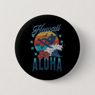 Aloha Strand Hawaï Surfen Vintage Hawaï Retro Ronde Button 5,7 Cm