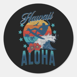 Aloha Strand Hawaï Surfen Vintage Hawaï Retro Ronde Sticker