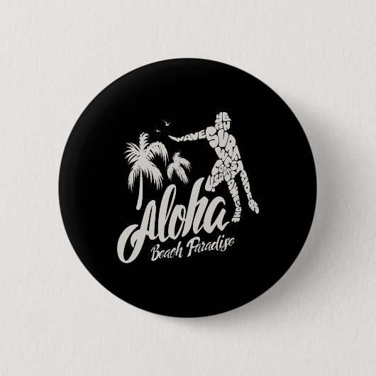 Aloha Strand Paradijs Surfen Surfen Ronde Button 5,7 Cm (Voorkant)