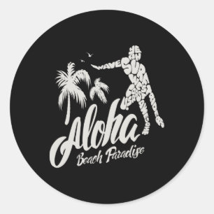 Aloha strand paradijs surfen surfen ronde sticker