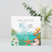 Aloha Strand Plumeria Frangipani Save the Date (Staand voorkant)