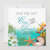 Aloha Strand Plumeria Frangipani Save the Date (Voorkant)