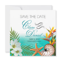 Aloha Strand Plumeria Frangipani Save the Date