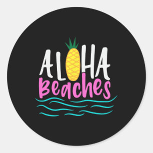 Aloha Stranden Hawaii Beach Zomer Vakantie Mannen Ronde Sticker