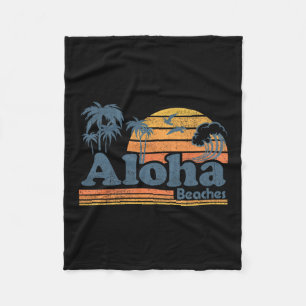 Aloha Stranden Hawaii Vintage Strand Surfen Retro Fleece Deken
