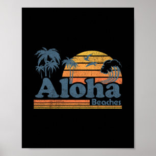 Aloha Stranden Hawaii Vintage Strand Surfen Retro Poster