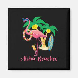 Aloha Stranden Hawaiiaanse Bloemen Floral Flamingo Magneet