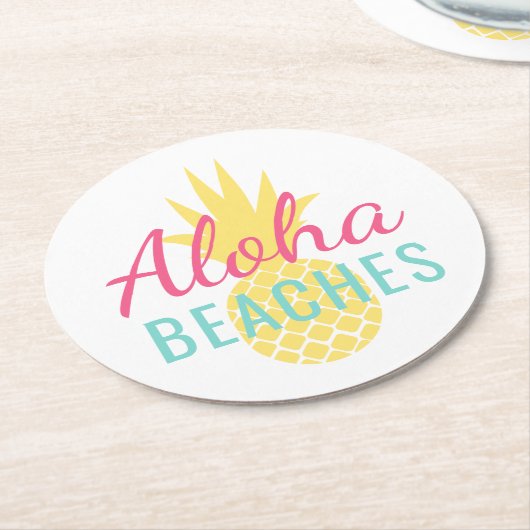 Aloha Stranden Tropisch Gele Ananas Ronde Kartonnen Onderzetter (Gebogen)