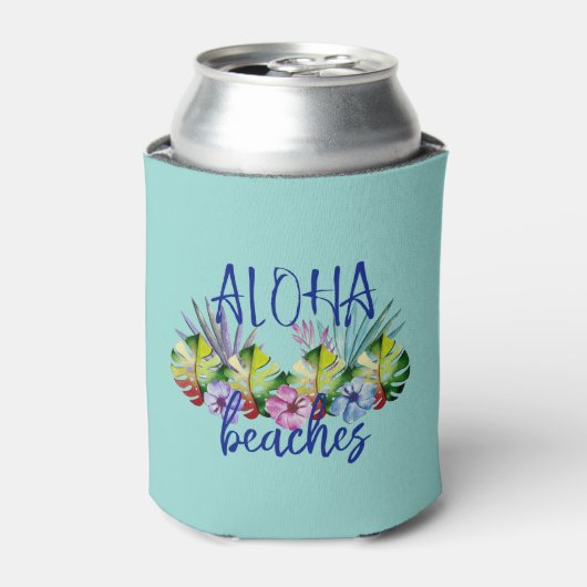 Aloha Stranden Tropische Hawaïaanse Zomer Blikjeskoeler (Blikje Voorkant)
