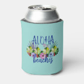 Aloha Stranden Tropische Hawaïaanse Zomer Blikjeskoeler (Blikje Achterkant)