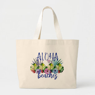 Aloha Stranden Tropische Hawaïaanse Zomer Grote Tote Bag