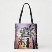 Aloha stranden zon en strand gepersonaliseerd tote bag (Voorkant)